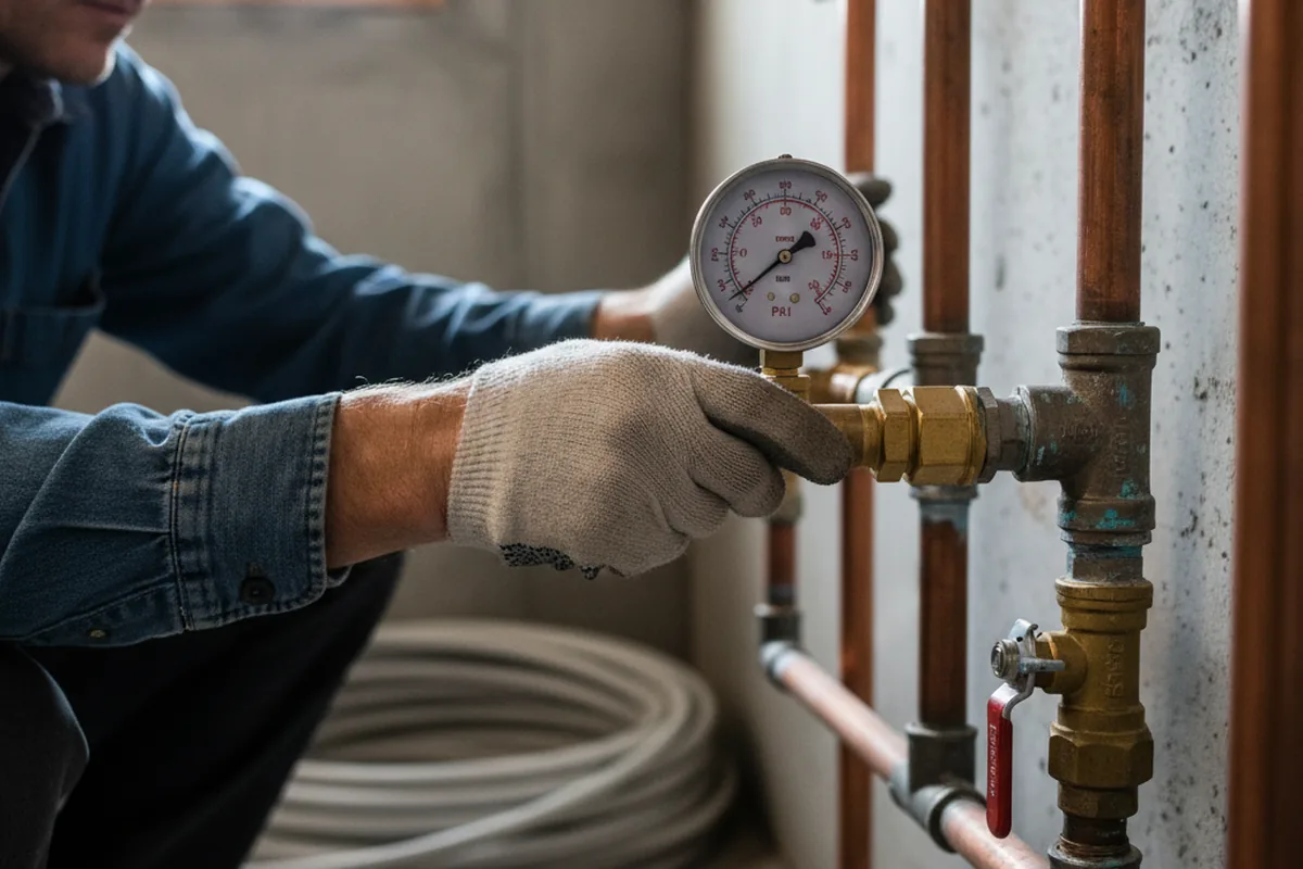 Pressure testing a repaired line during Water Line Repair in Dekalb